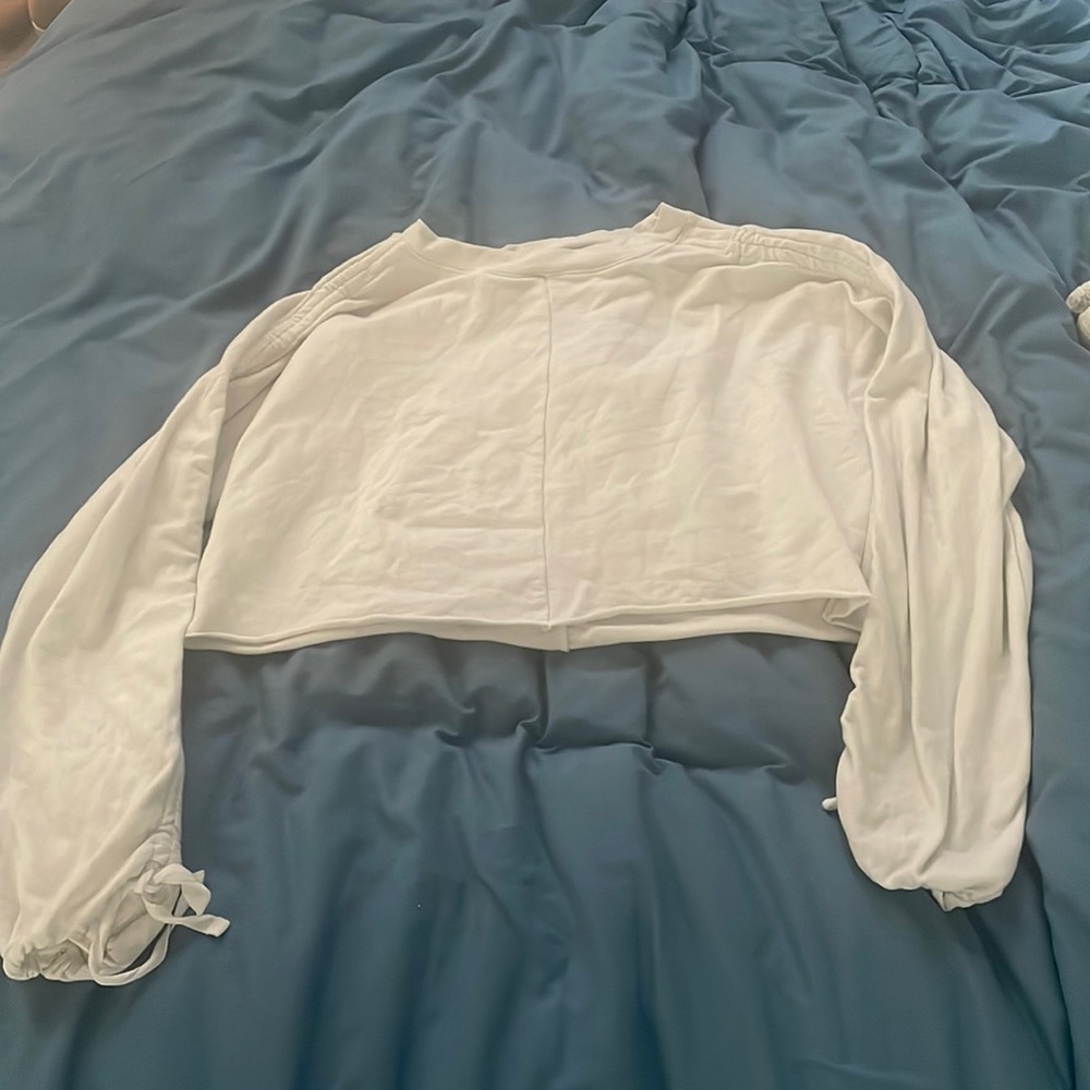 Crop top tie up sleeves savvi white shirt